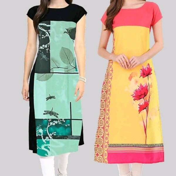 Womens Printed Designer Readymade Kurtis Combo Of 2 (Cash On Delivery) - 6 Design , Free Shipping