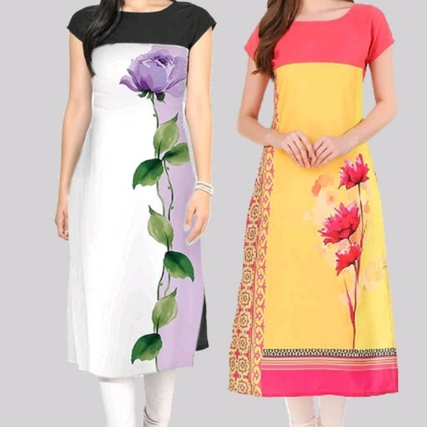 Womens Printed Designer Readymade Kurtis Combo Of 2 (Cash On Delivery) - 6 Design , Free Shipping