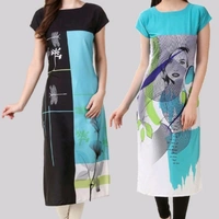 Womens Printed Designer Readymade Kurtis Combo Of 2 (Cash On Delivery) - 6 Design , Free Shipping