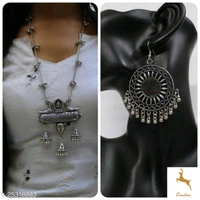 Elite Chunky Women Jewellery Set Base Metal: Alloy Plating: Oxidised Silver (Cash On Delivery) - Free Shipping, Send the image of your choice on whatsapp link on Description