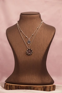 black flower 2 layer necklace 