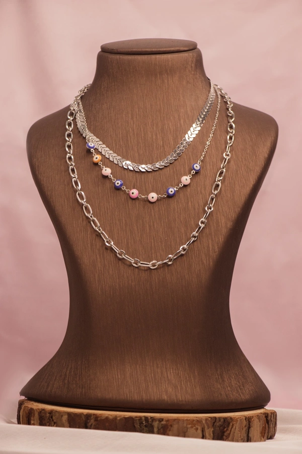 trendy evil eye  3 layer necklace 