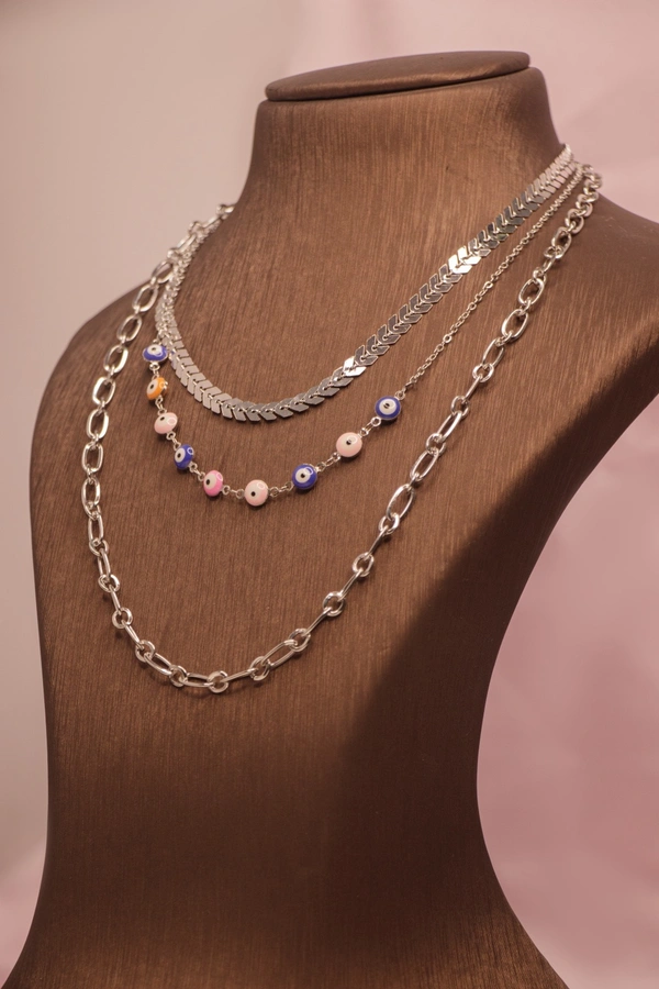 trendy evil eye  3 layer necklace 