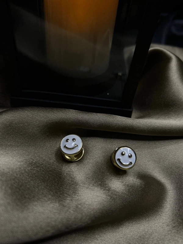 smily Stud Earring  - Black