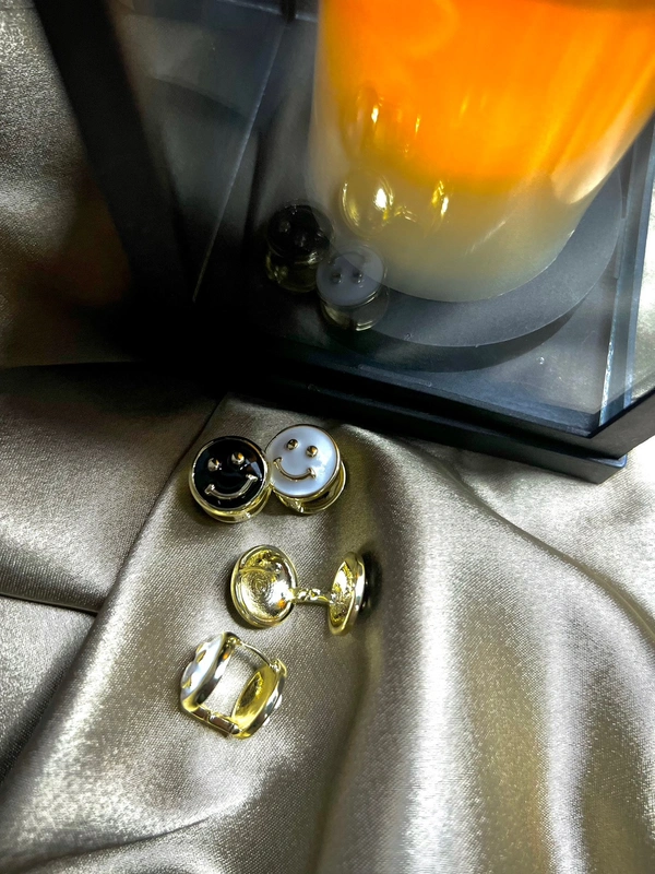 smily Stud Earring  - Black