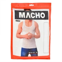 Macho Men's Metro Vest White RN - 80 cm (S) : 2 Pieces