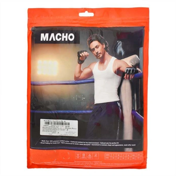 Macho Men's Metro Vest White RN - 80 cm (S) : 2 Pieces