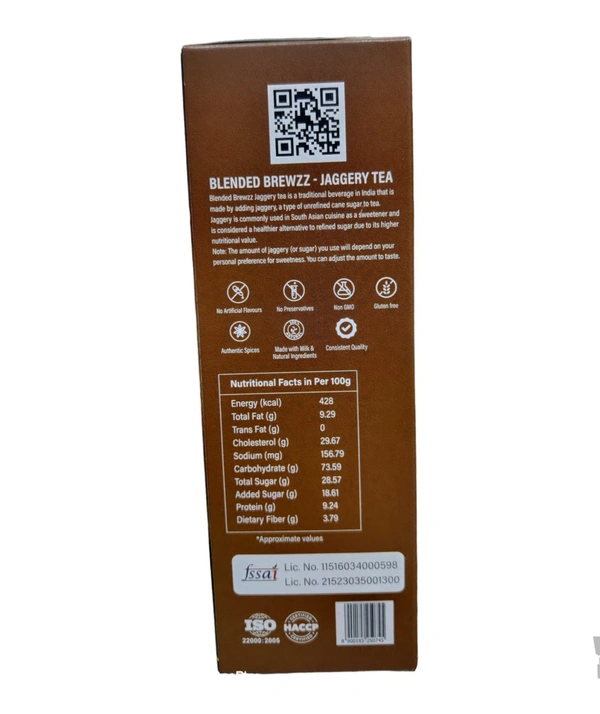 Blended Brewzz Jaggery Tea, Jaggery tea premix,Masala tea premix  - 500 Gm