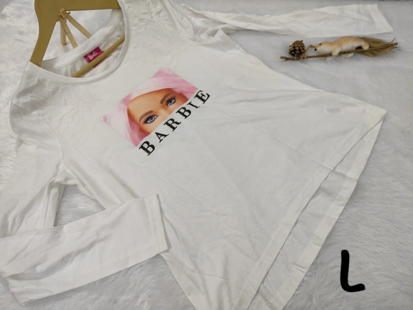 VDT Barbie Full Sleeve Tshirt - White, L