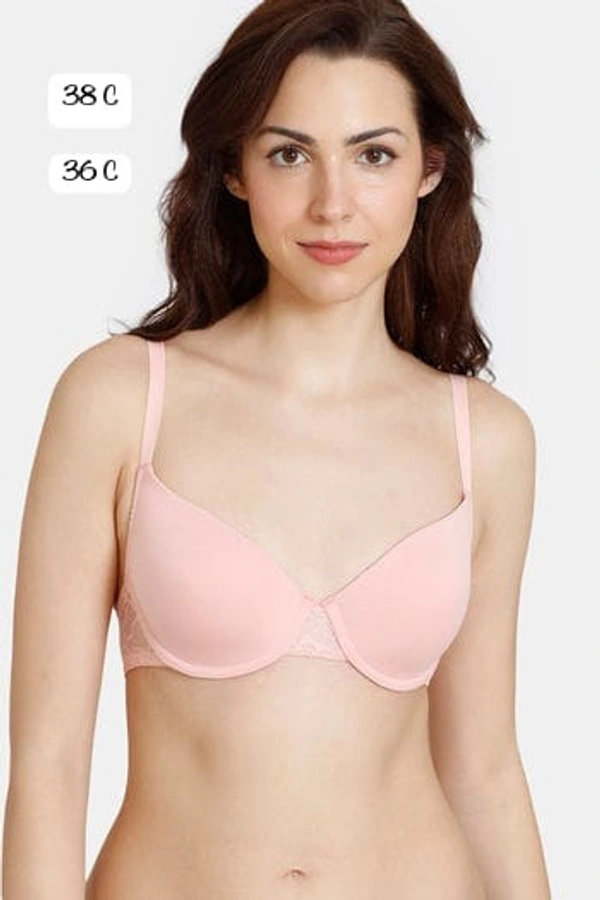Zivame Padded Pushup Wired T-Shirt Seamless Bra - Peach, 38C