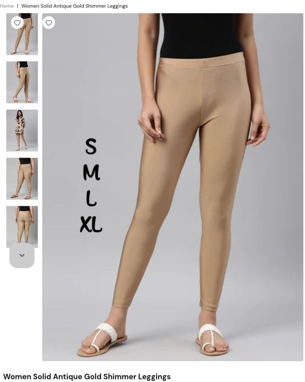 Buy Go Colors Women Solid Rose Gold Shimmer Leggings Online
