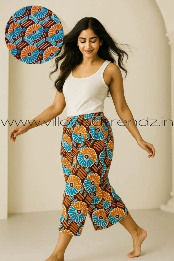 Smurf Finds 3/4th Pyjama  Pant | Cotton | Multi colour florel | PY9054 - 2XL, Multi colour florel