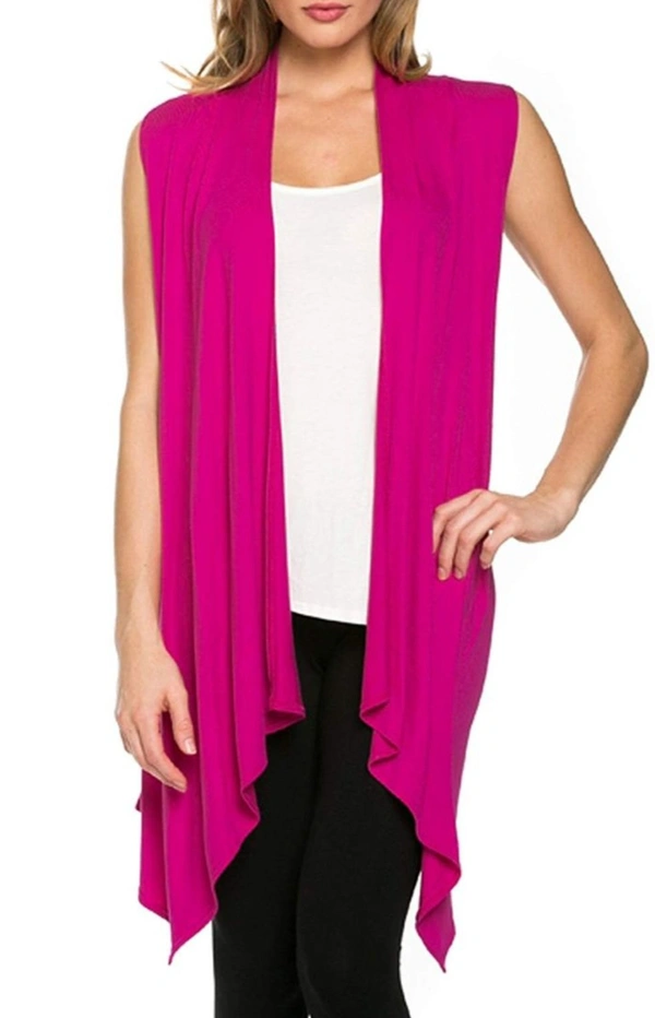 Villows Ladies Sleeveless Shrug - Fuchsia Pink, Free Size