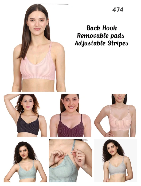 Villows Imported Back Hook Removable pad bra 474 - Plum, One Size