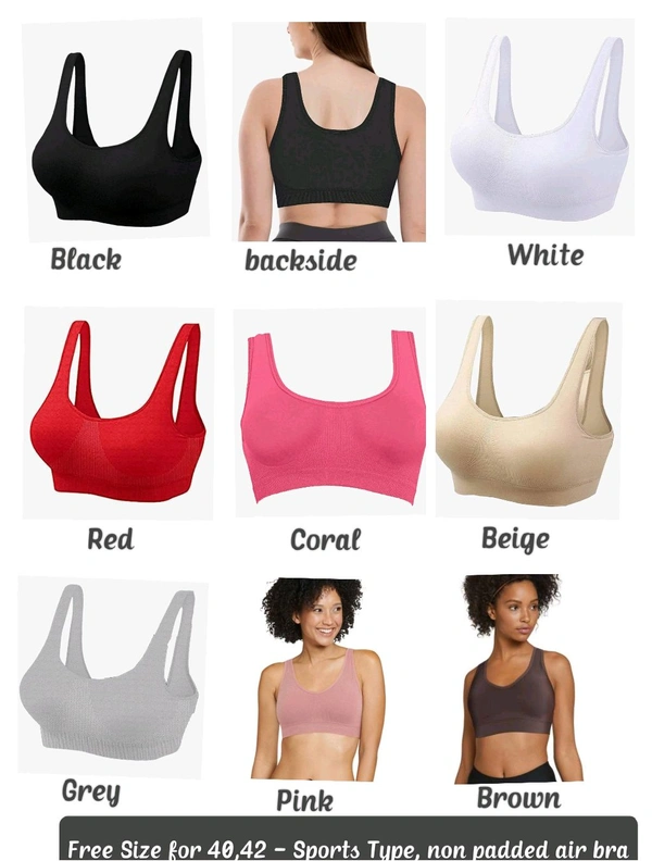 Sports Air Bra One Size Non Padded | Cotton lycra 485 - Coral, One Size