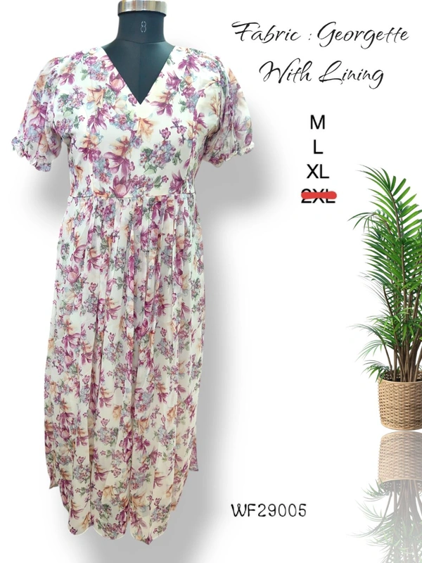 Ruthvi Ethnics Western Gown cum Maxi WF29005 - XL, White With Florel
