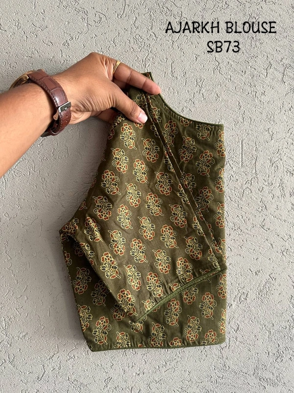 Ruthvi ethnics Ajarkh Blouse SB73 - Mehandi Green, FS