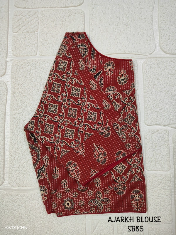 Ruthvi ethnics Ajarkh Blouse SB85 - Maroon, FS
