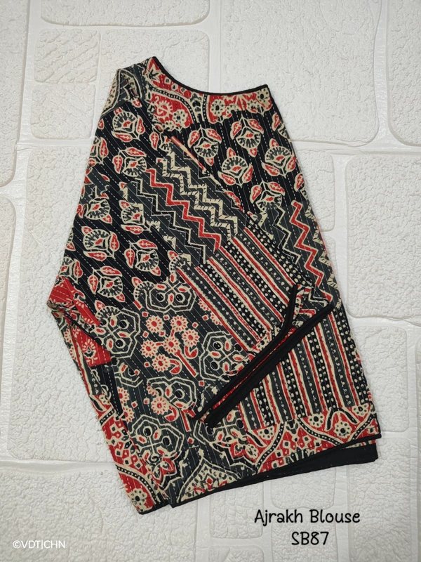 Ruthvi ethnics Ajarkh Blouse SB87 - Black, FS