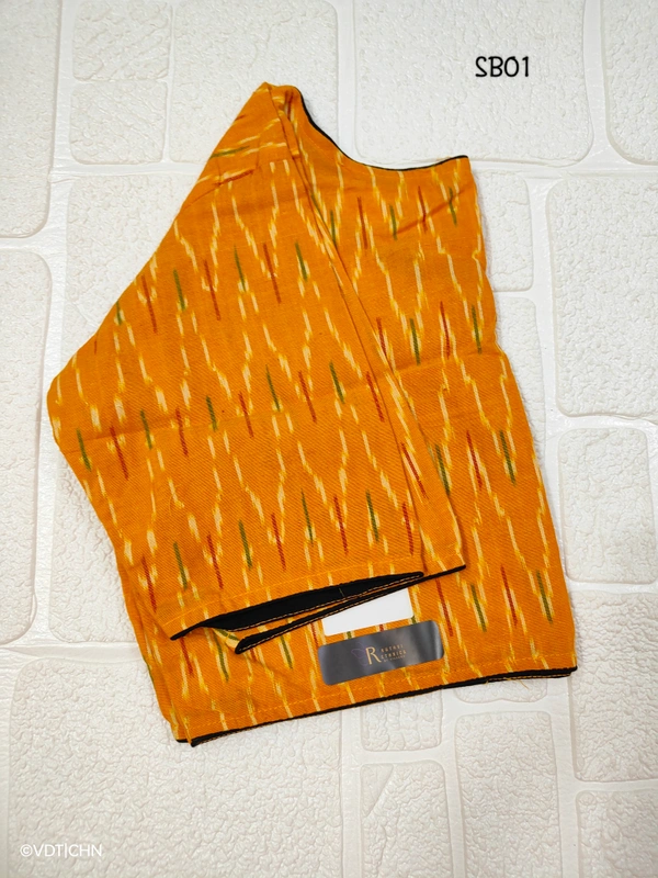 Ruthvi Ethnics Ajrakh Blouse SB01 - Mustered Yellow, FS