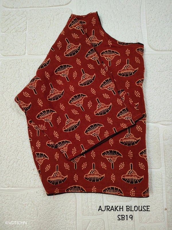 Ruthvi Ethnics Ajrakh Blouse SB19 - Maroon, FS
