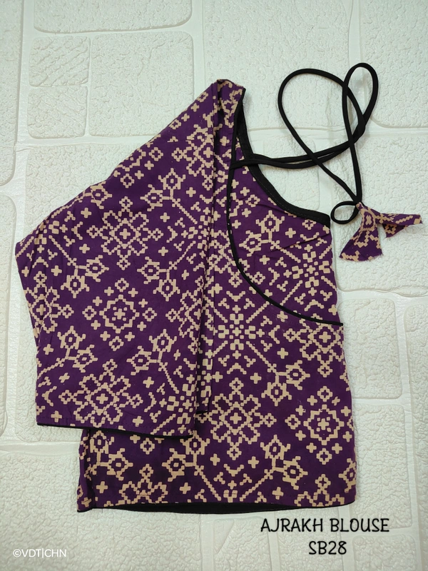 Ruthvi Ethnics Ajrakh Blouse SB28 - Violet, FS