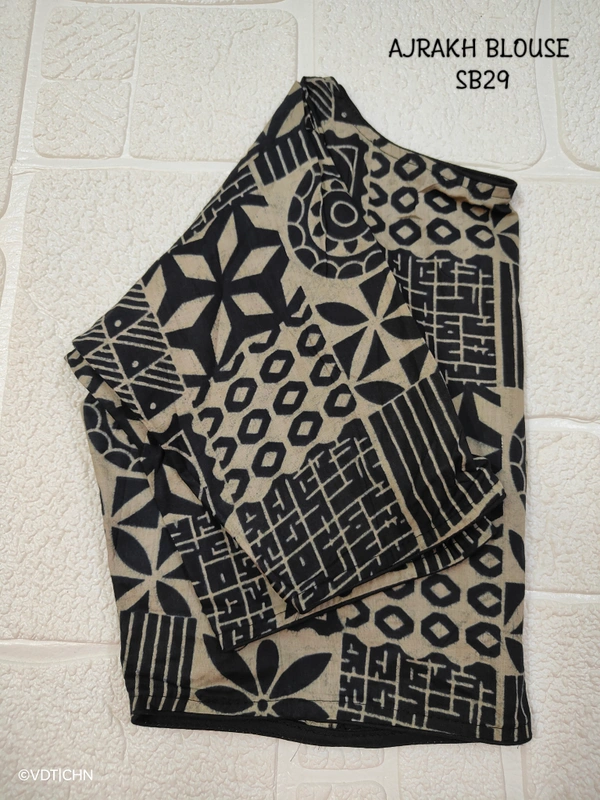 Ruthvi Ethnics Ajrakh Blouse SB29 - Black, FS