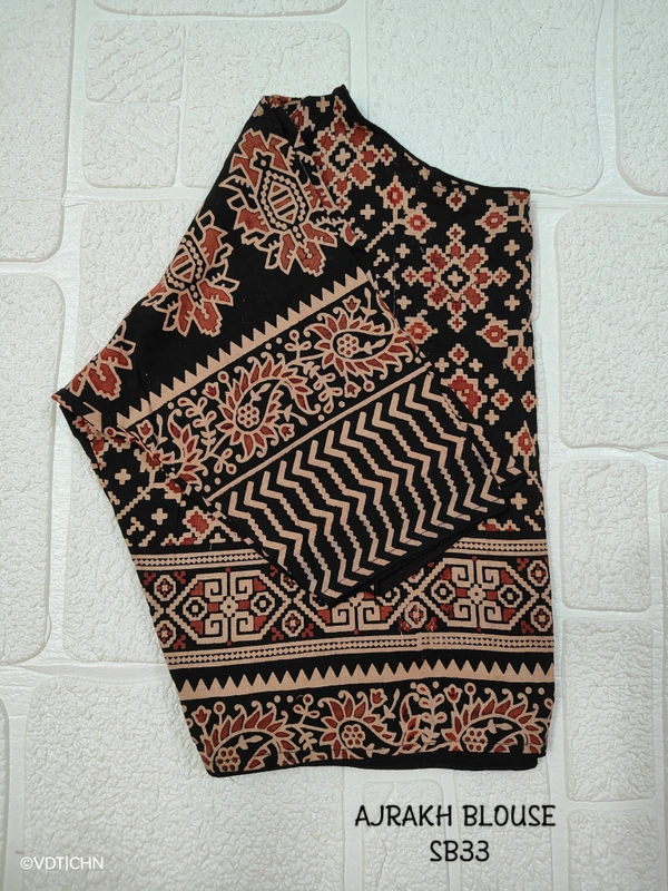 Ruthvi Ethnics Ajrakh Blouse SB33 - Black, FS