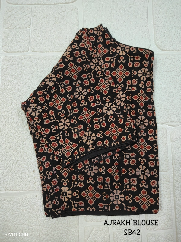 Ruthvi Ethnics Ajrakh Blouse SB42 - Black, FS