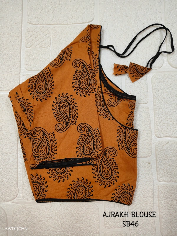 Ruthvi Ethnics Ajrakh Blouse SB46 - Brown, FS