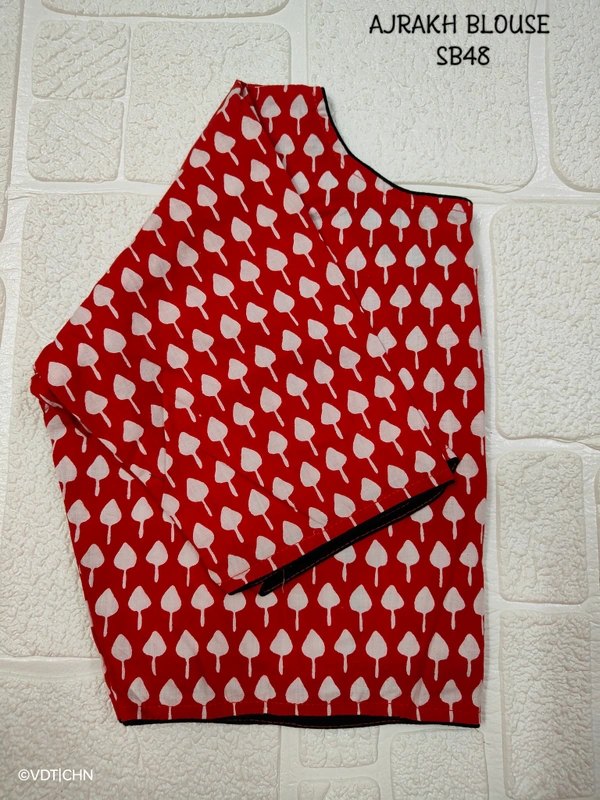 Ruthvi Ethnics Ajrakh Blouse SB48 - Red, FS