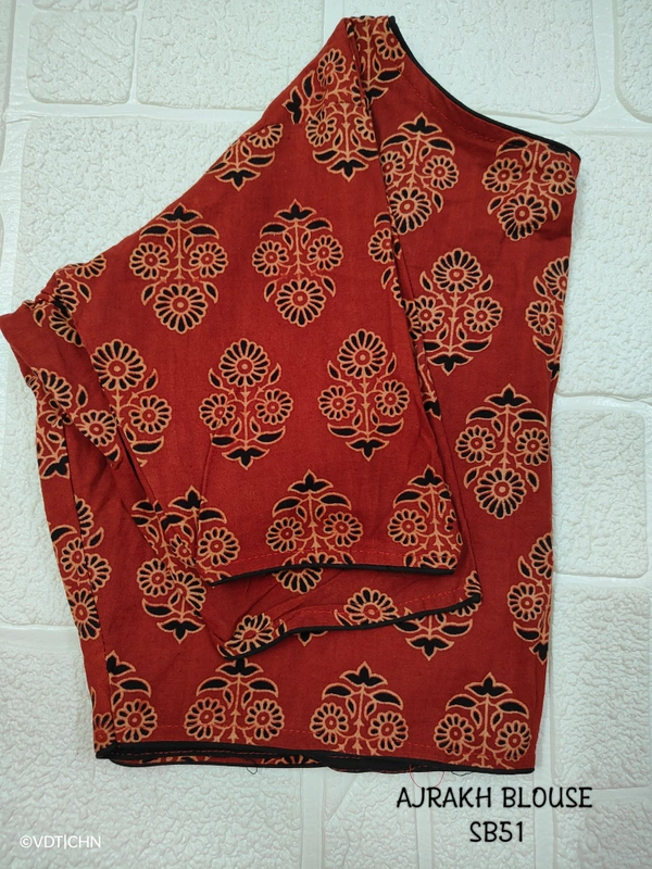 Ruthvi Ethnics Ajrakh Blouse SB51 - Maroon, FS