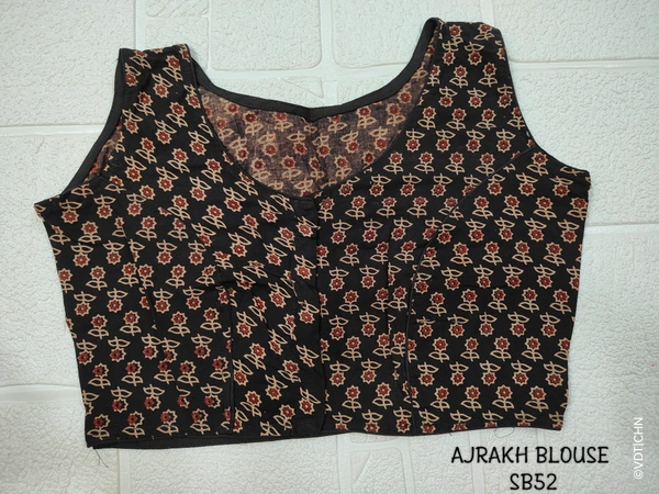 Ruthvi Ethnics Ajrakh Blouse SB52 - Black, FS