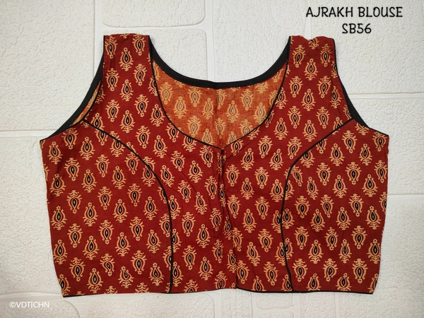 Ruthvi Ethnics Ajrakh Blouse SB56 - Red, FS