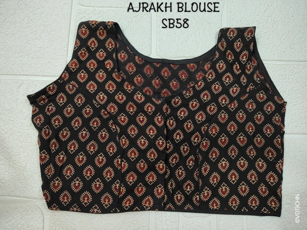 Ruthvi Ethnics Ajrakh Blouse SB58 - Black, FS