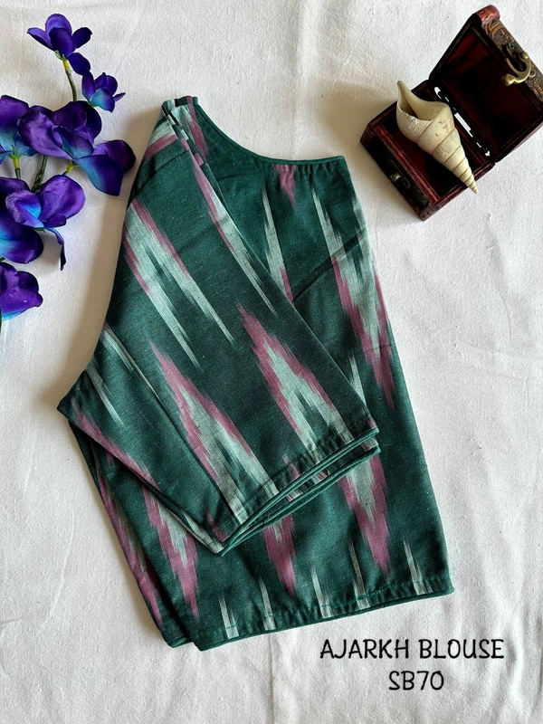 Ruthvi Ethnics Ajrakh Blouse SB70 - Green, FS