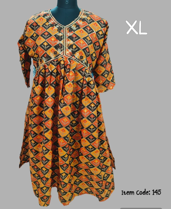 VDT Alia Cut Capsule Printed Kurti 145 - Orange, XL