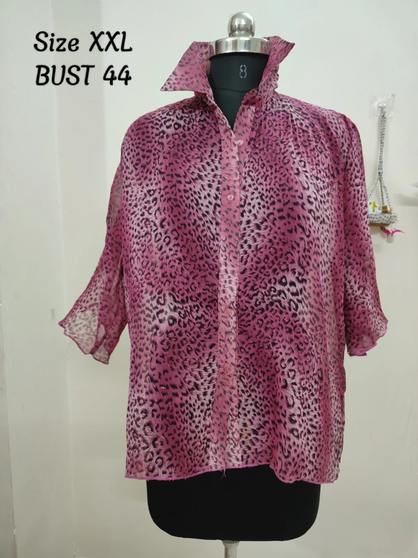 VDT Animal Skin Printed Shirt - Pink, XXL