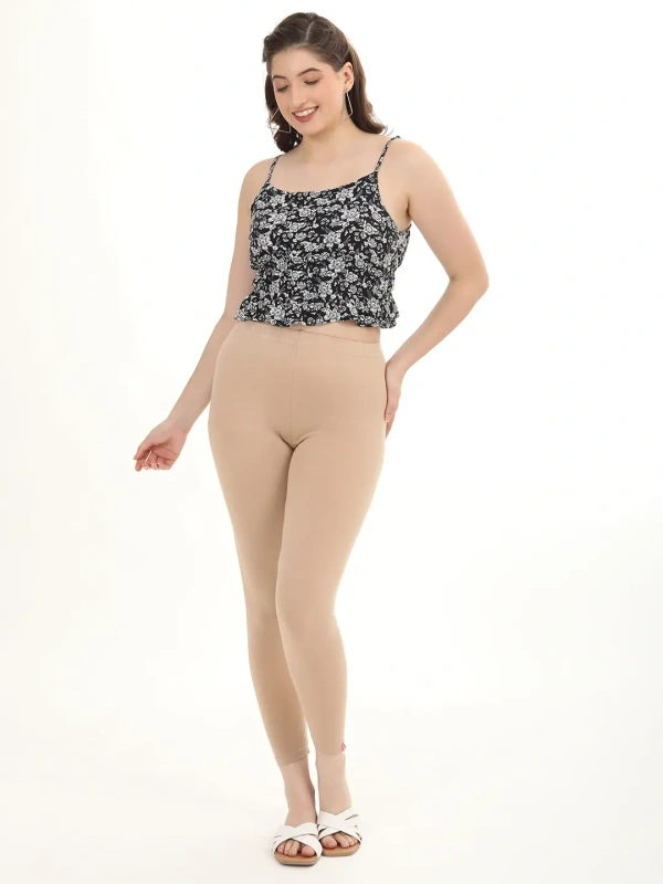 Fly Cute Ankle Fit Premium 4 Way Lycra Leggings FLA1501 - L, Beige
