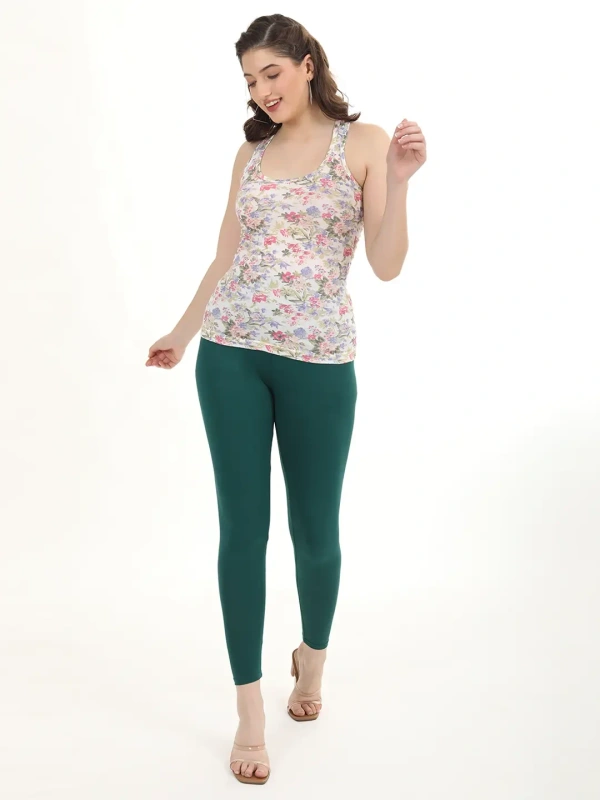 Fly Cute Ankle Fit Premium 4 Way Lycra Leggings FLA1503 - 3XL, BottleGreen