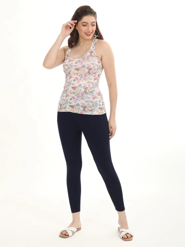 Fly Cute Ankle Fit Premium 4 Way Lycra Leggings FLA1506 - XL, Navy Blue
