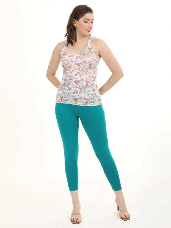 Fly Cute Ankle Fit Premium 4 Way Lycra Leggings FLA1507 - M, Rama Green