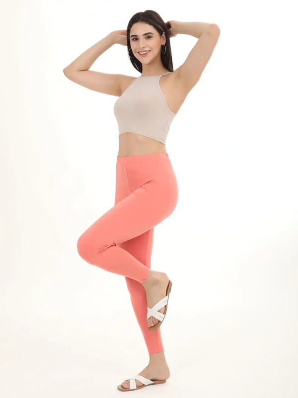 Fly Cute Ankle Fit Premium 4 Way Lycra Leggings FLA1509 - 2XL, Peach