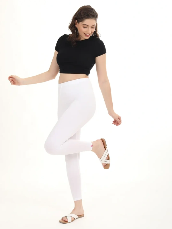 Fly Cute Ankle Fit Premium 4 Way Lycra Leggings FLA1511 - XL, White