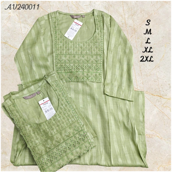 Avaasa Kurthis AV240011 - Peach Green, S