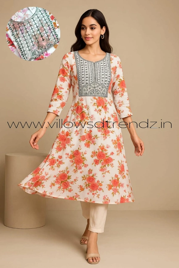 Avaasa Kurthis AV240019 - White With Florel, L
