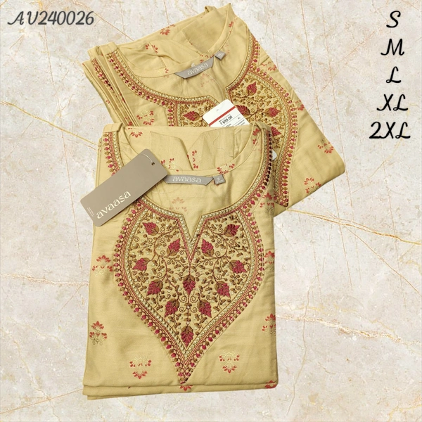 Avaasa Kurthis AV240026 - 2XL, Golden