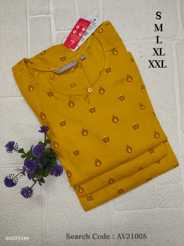 Avaasa Kurtis AV21005 - XL, Mustered Yellow