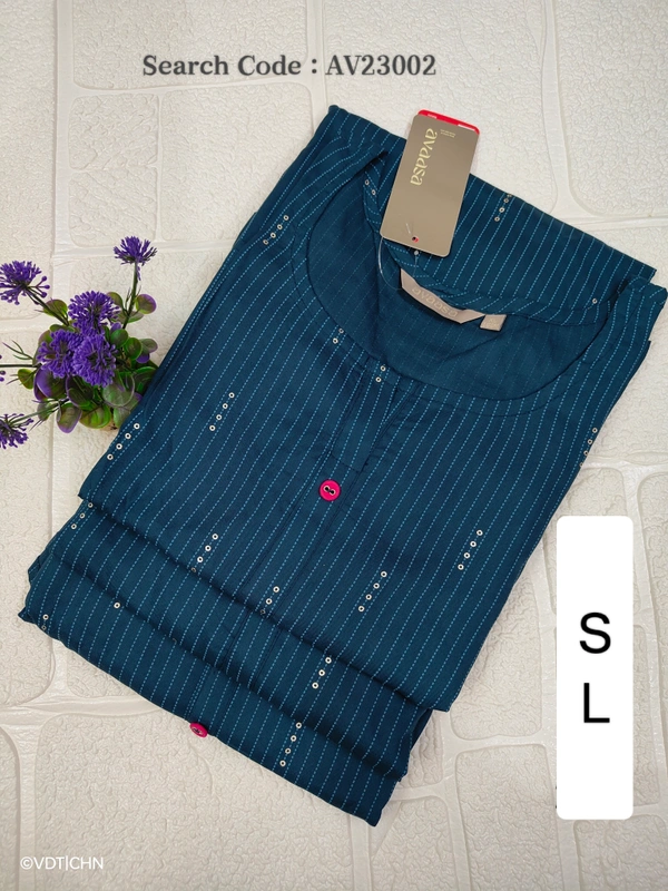 Avaasa Kurtis AV23002 - S, Peacock Blue