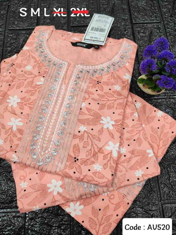 Avaasa Kurtis AV520 - S, Peach Orange